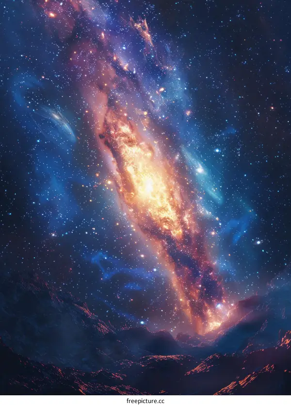 The Glowing Purple And Orange Galaxy