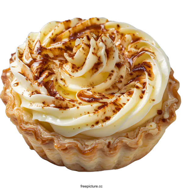 [Transparent Background PNG]Delicious mini tart with cream and cinnamon