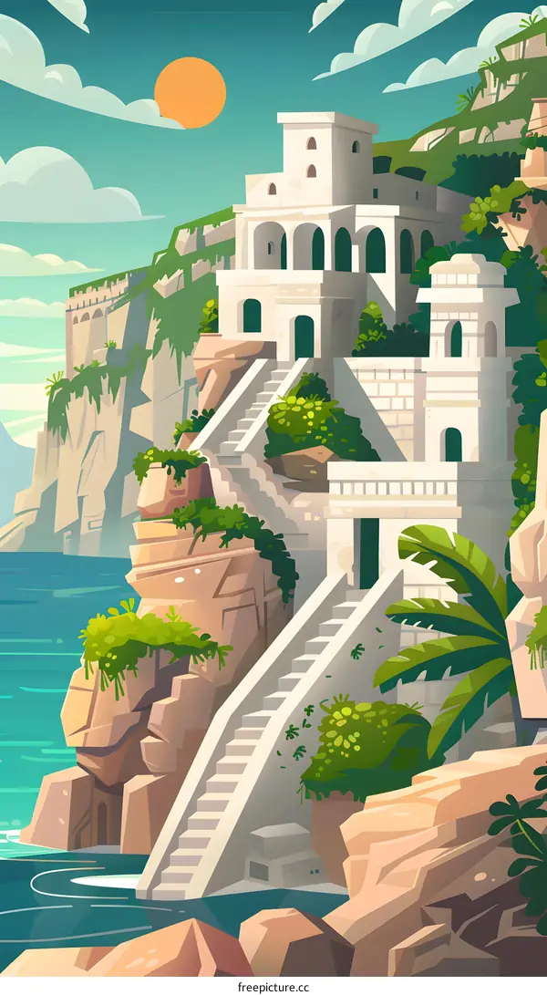 White Mediterranean House on a Cliff