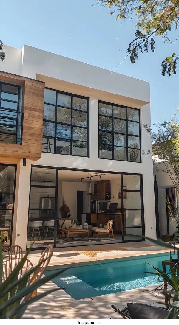 Modern Minimalist Home with Swimming Pool and Patio