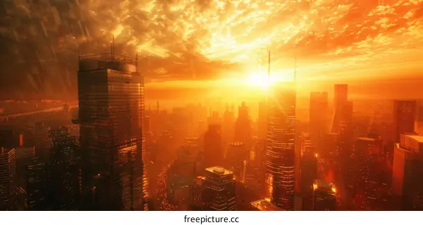 Cityscape in Ruins: An Apocalyptic Sunset