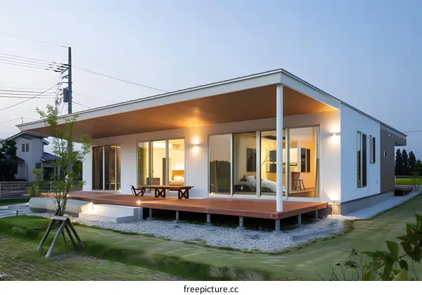 Modern Minimalist House with Deck and Yard