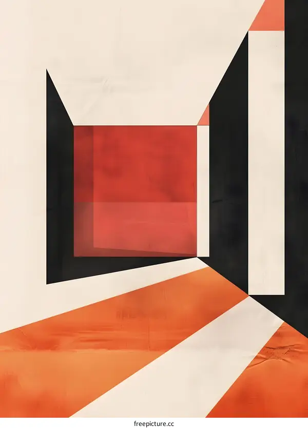 Abstract Geometric Shapes With Red And Black Color