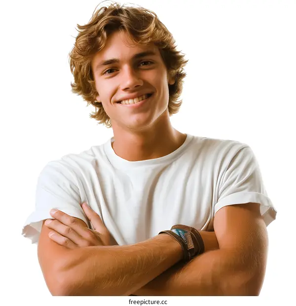 Portrait of a smiling young man with crossed arms