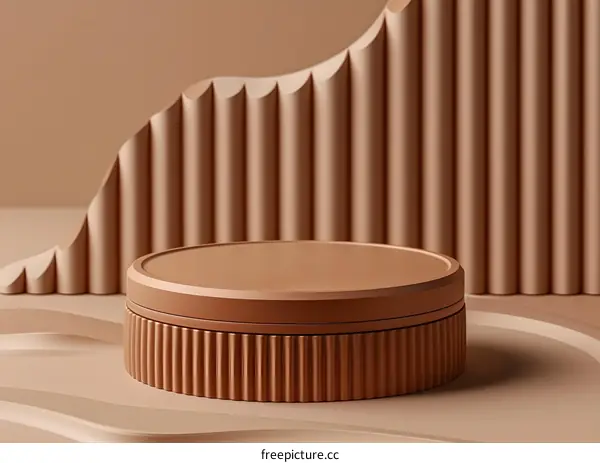 Abstract 3D Minimalist Brown Cylindrical Podium Stage