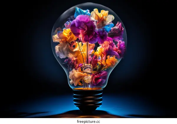 Flowers in a light bulb