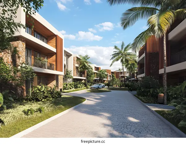 Modern Tropical Apartment Complex Design