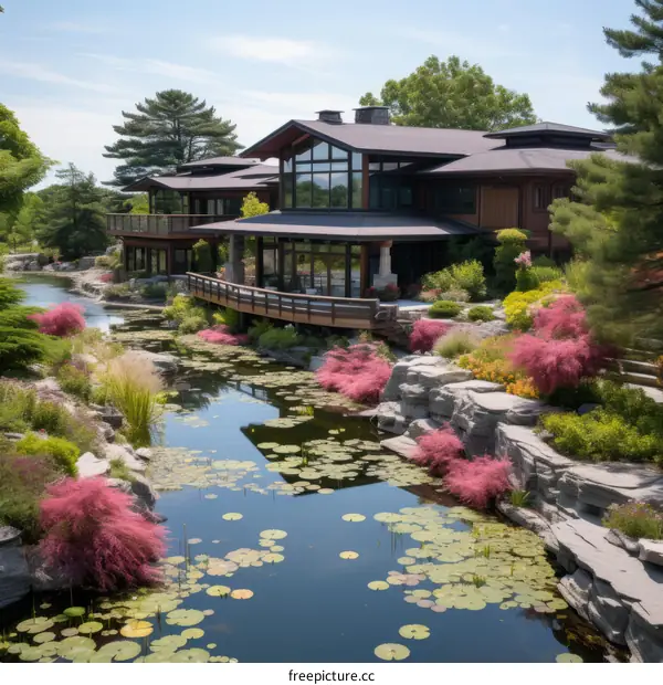 Japanese style home with a beautiful garden