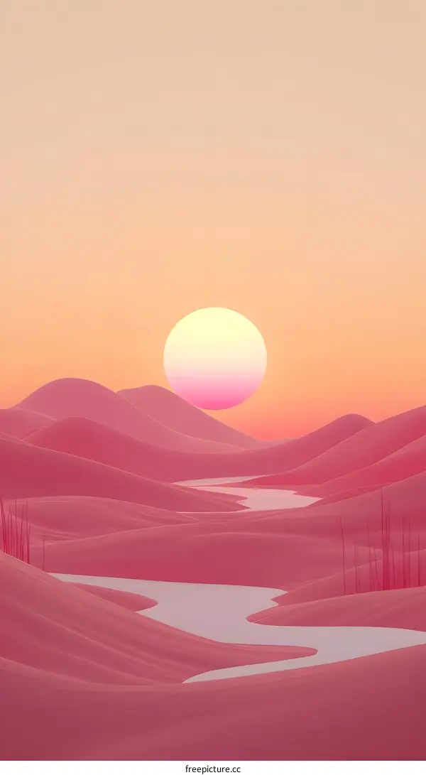 Pink Sunset Desert Landscape
