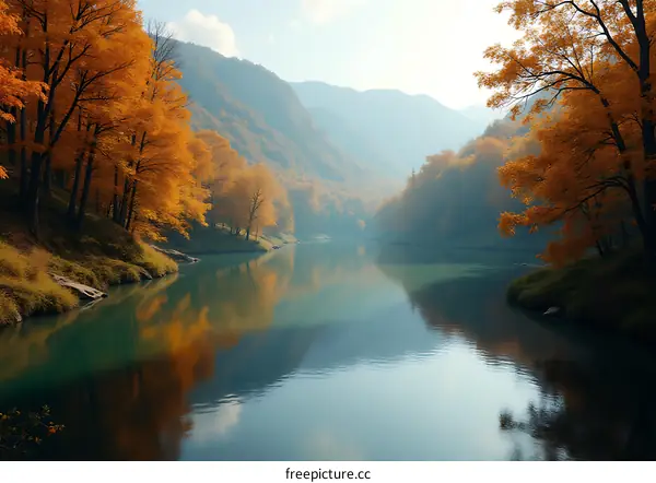 Tranquil Autumn River Landscape