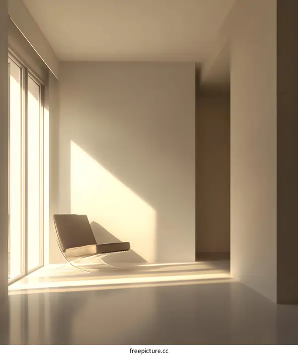 Minimalist Room Interior Design with Sunlight Streaming Through Window