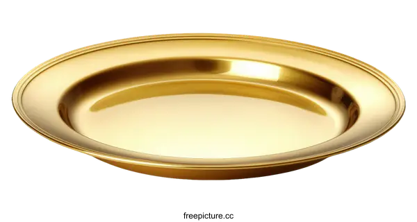 [Transparent Background PNG]Gold Serving Dish with Polished Surface