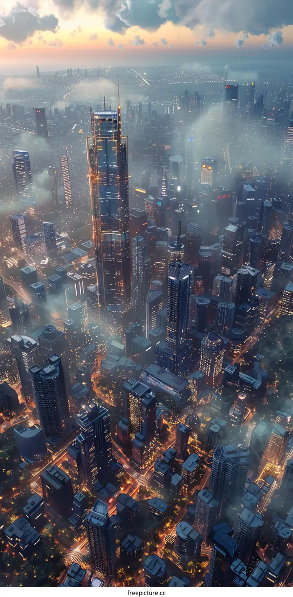 Futuristic Cityscape Aerial View
