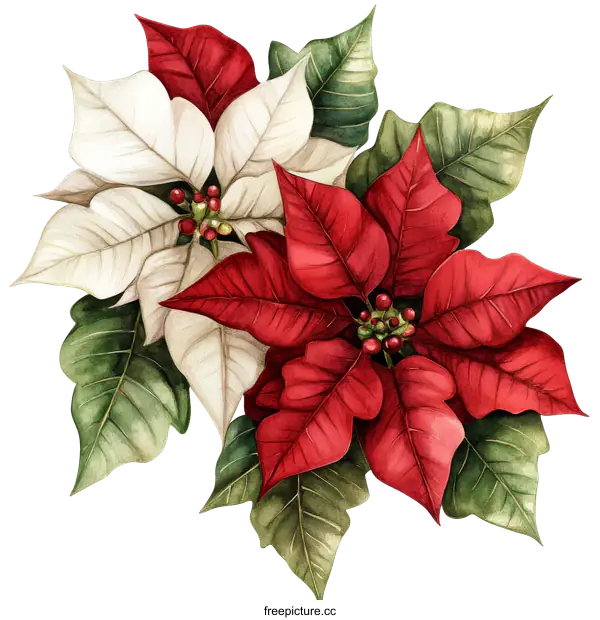 [Transparent Background PNG]Beautiful Christmas Poinsettia Illustration