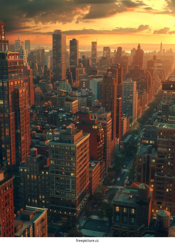 Urban Skyline at Sunset