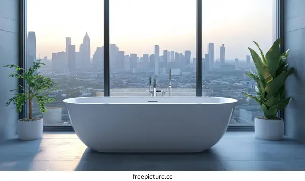 Modern City View Bathtub Interior Design