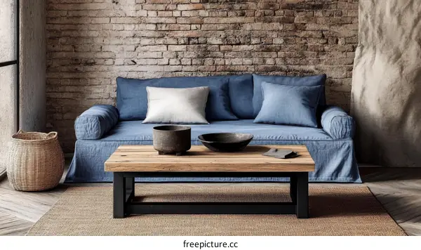 Rustic Living Room Sofa and Coffee Table