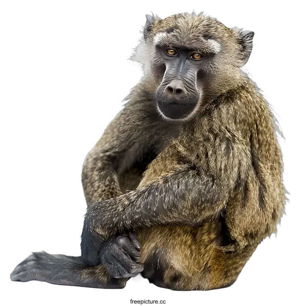 [Transparent Background PNG]Baboon portrait on white background