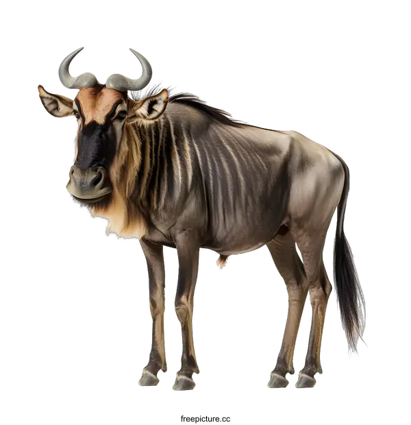 [Transparent Background PNG]Black Wildebeest Standing on White Background