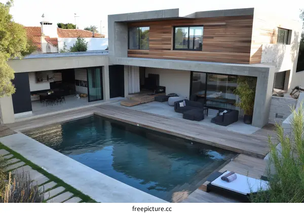 Modern House with Pool and Outdoor Living Area