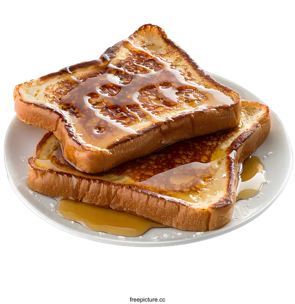 [Transparent Background PNG]French Toast with Maple Syrup on a Plate