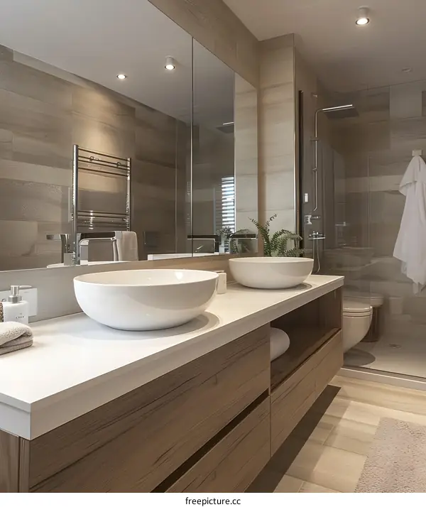 Wooden bathroom cabinet