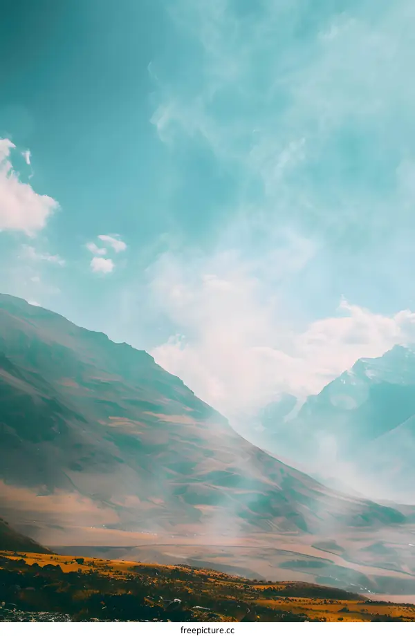 Mountain Landscape With Blue Sky And Clouds