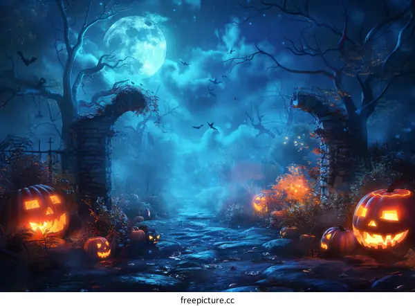 Halloween Pumpkin Field - Spooky Night