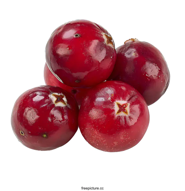 [Transparent Background PNG]Five cranberries on white background