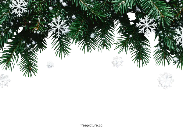 [Transparent Background PNG]Christmas Fir Branches with Snowflakes Decoration