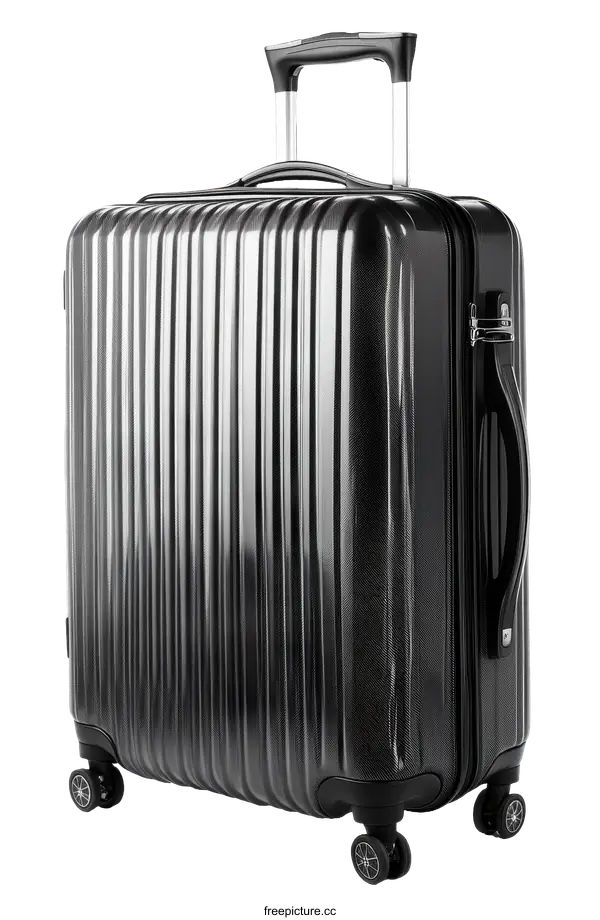 [Transparent Background PNG]Black Suitcase with Wheels for Travel