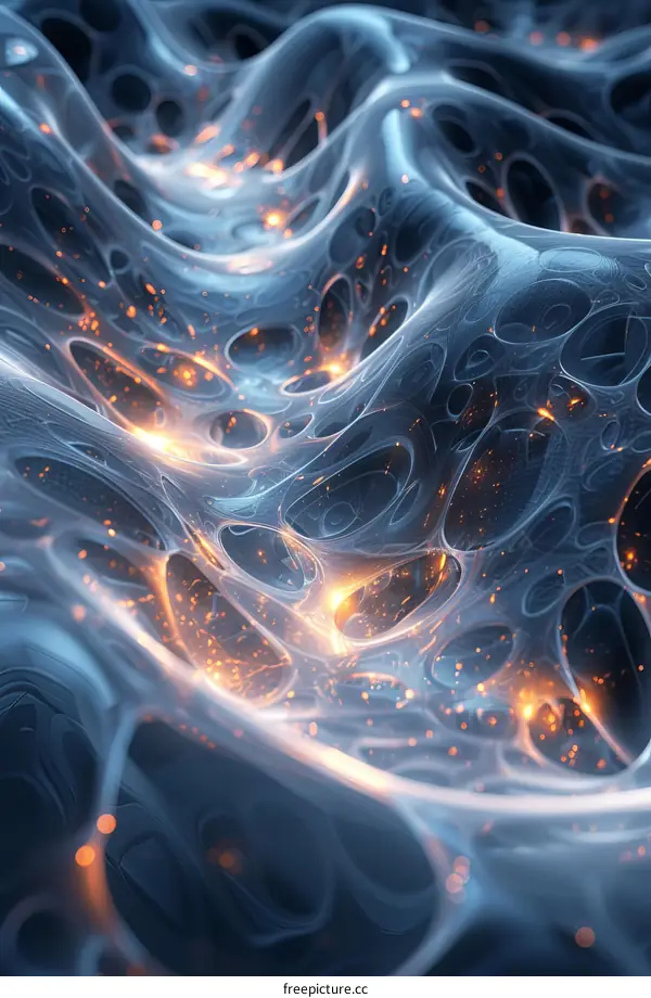 Electric Blue and Orange Abstract Art