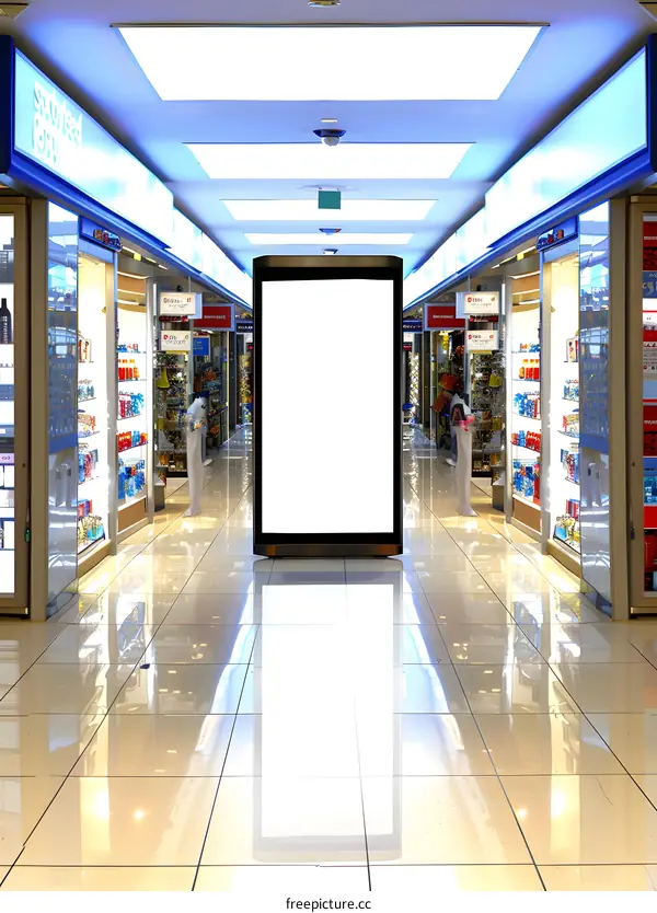 Blank Advertisement Billboard In A Modern Store