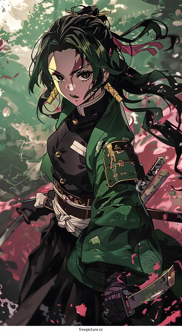 Anime Girl With Green Hair And Sword