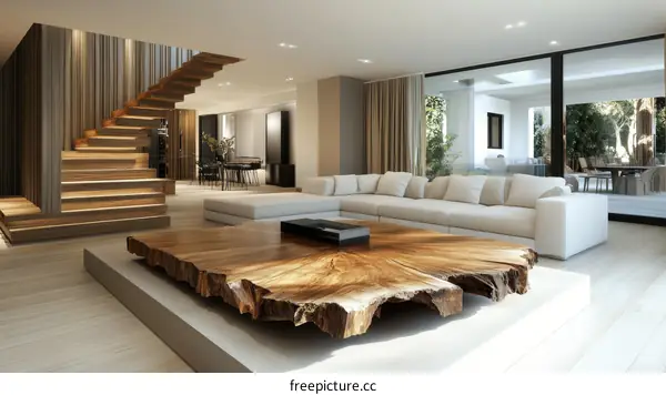 Modern Wooden Living Room Design with Exquisite Table