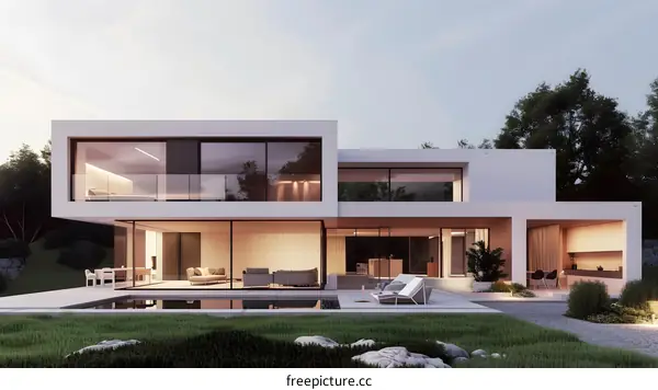 Modern House with Swimming Pool and Patio