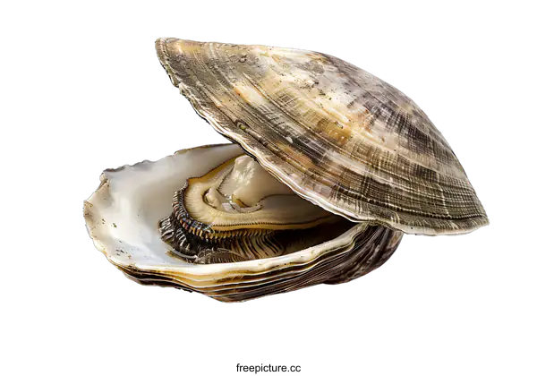[Transparent Background PNG]Close up of Raw Opened Clam Shell