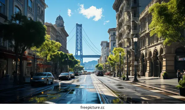 Cityscape with Bridge in the Background