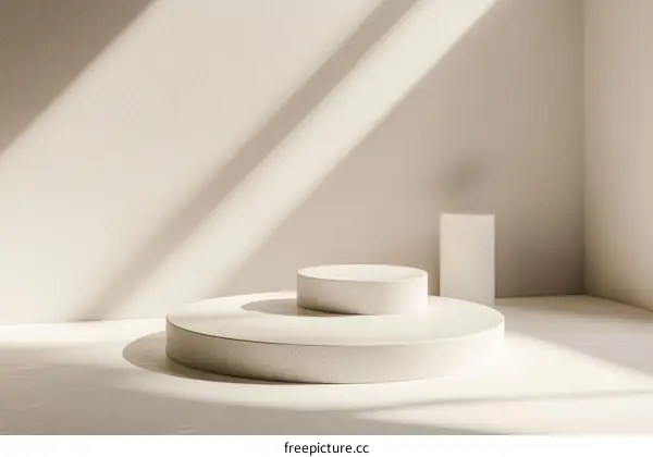 Minimalist Beige Scene with Geometric Shapes