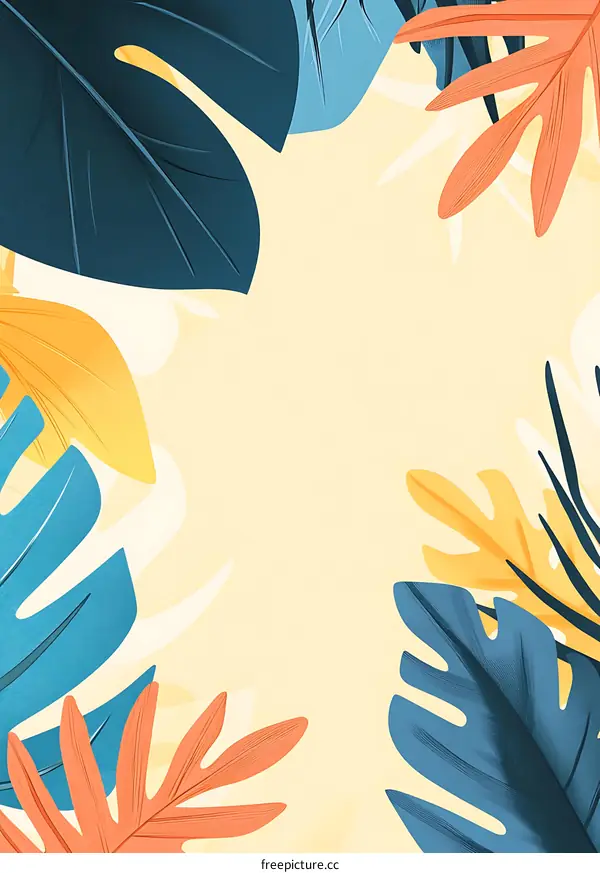 Tropical Leaf Background Illustration with Colorful Leaves