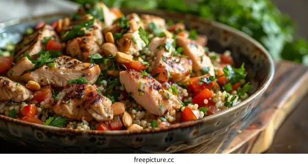 Mediterranean Chicken Salad with Pearl Couscous