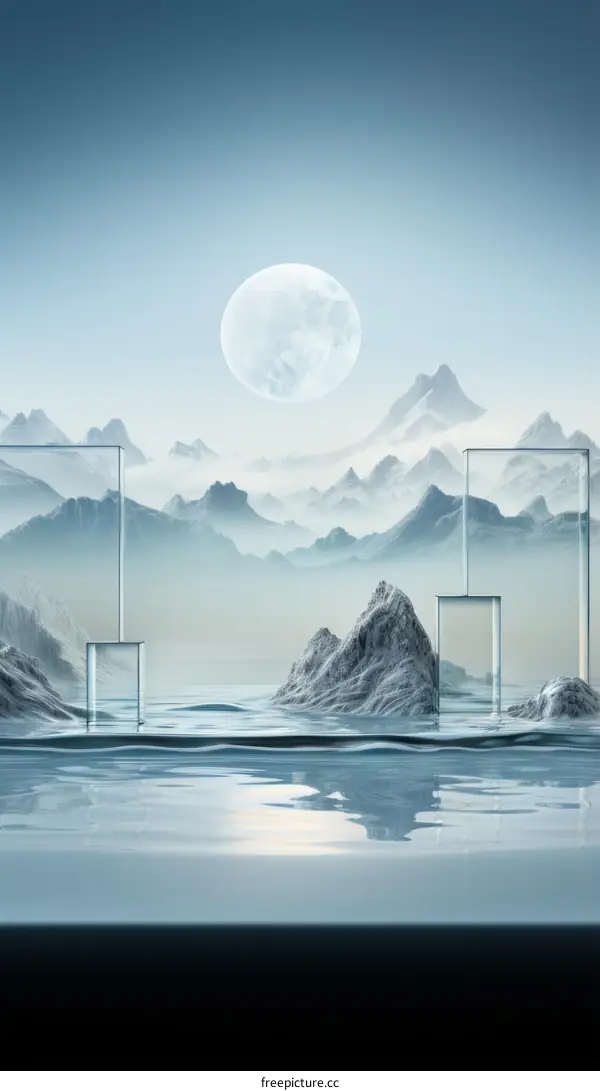 Moonlit Mountain Peaks in Serenity