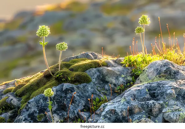 Green Plant Growing on a Rocky Surface