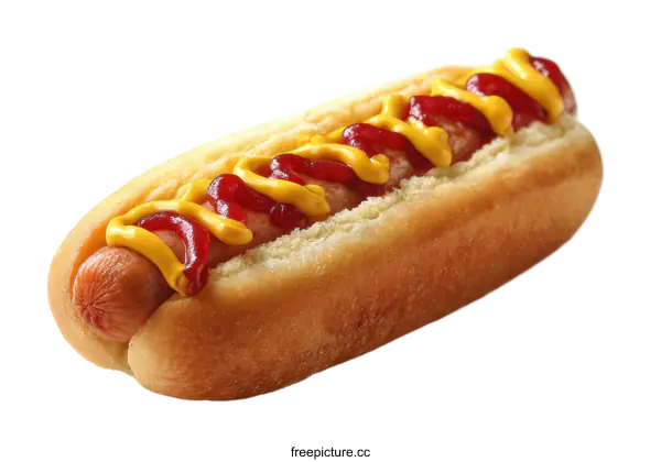 [Transparent Background PNG]Delicious Hot Dog with Ketchup and Mustard