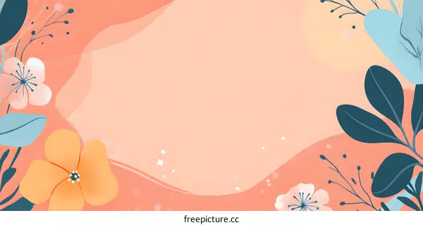 Abstract Floral Background With Peach And Blue Color Scheme