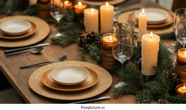 Rustic Holiday Dinner Table Setting