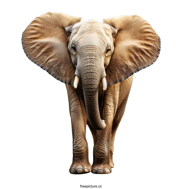 [Transparent Background PNG]African Elephant Walking Forward With White Background