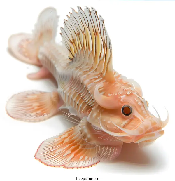 Striking Gurnard Fish on White Background