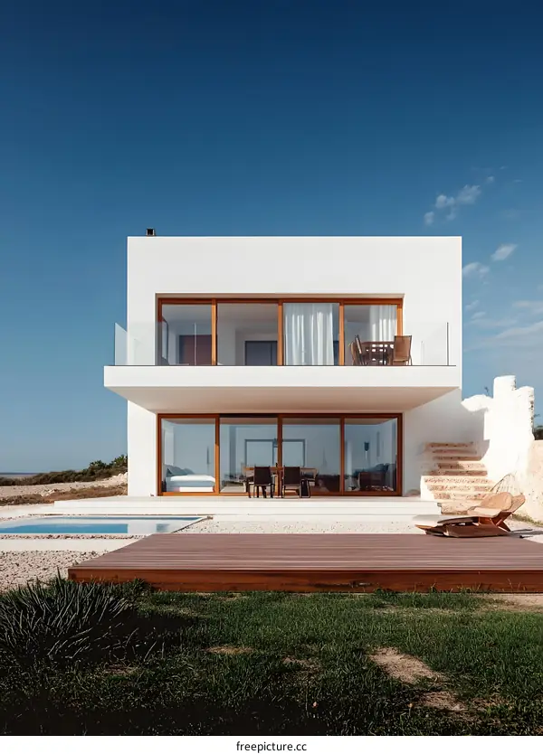 Modern White House with Pool and Patio