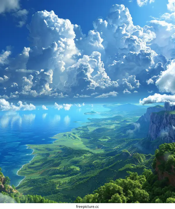 Stunning Aerial View of Lush Landscapes and Cloudscape